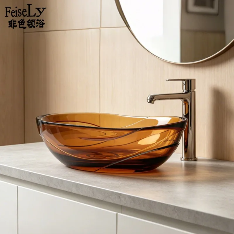 Transparent Resin Crystal Table Basin Hotel Homestay Irregular Art Wash Basin Wash Table Hotel Project Collection
