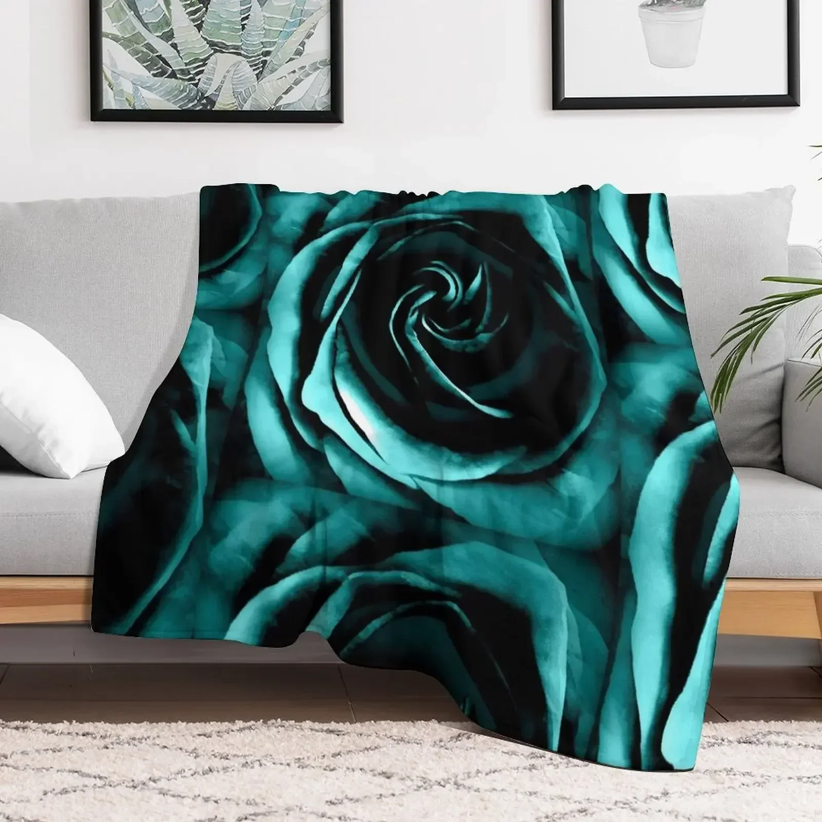 Teal Rose - Be still My Soul Throw Blanket sofa bed warm for winter Sofas Stuffeds Blankets