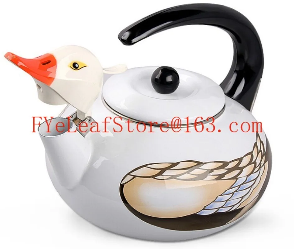 New enamel color chirping enamel non ceramic cute animal boiling kettle for women's ducks