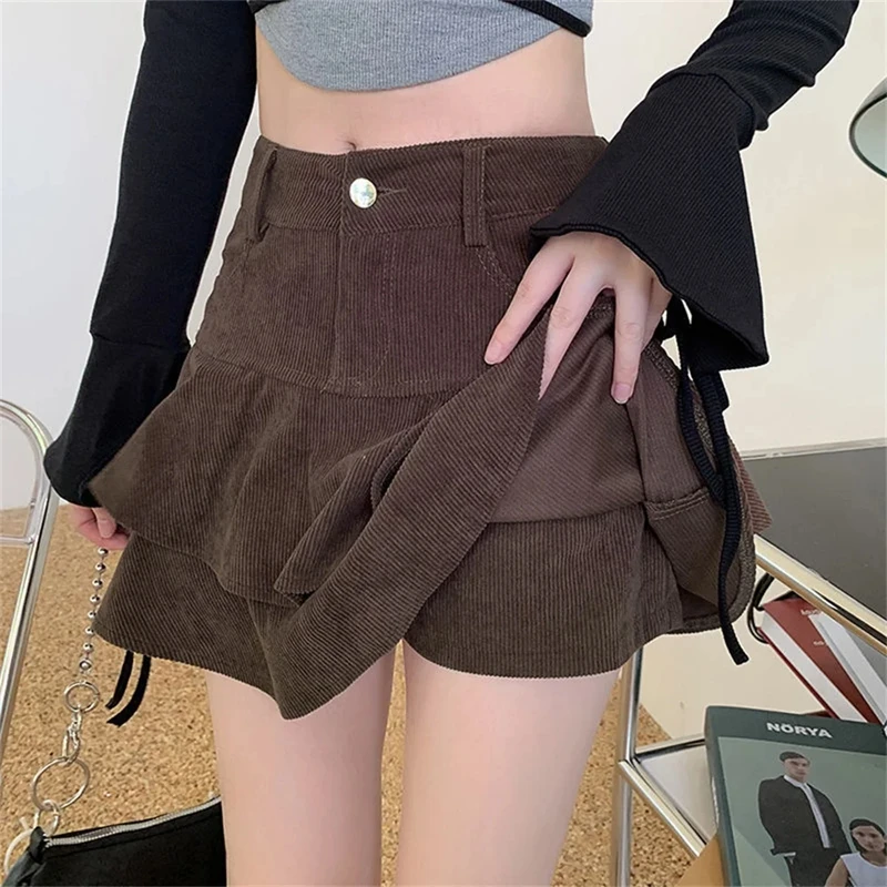 Korean Fashion Autumn Winter Mini Skirts Women Ruffles Solid High Waist Cute Sexy Preppy Retro Style Sweet Girls' Black Skirt