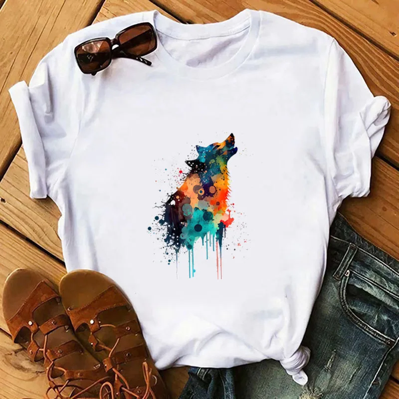 Color Wolfs Heat Transfer Patches For Clothing Thermal Animals Stickers Iron On Patches For T-Shirt Vinyl Decals DIY Washable