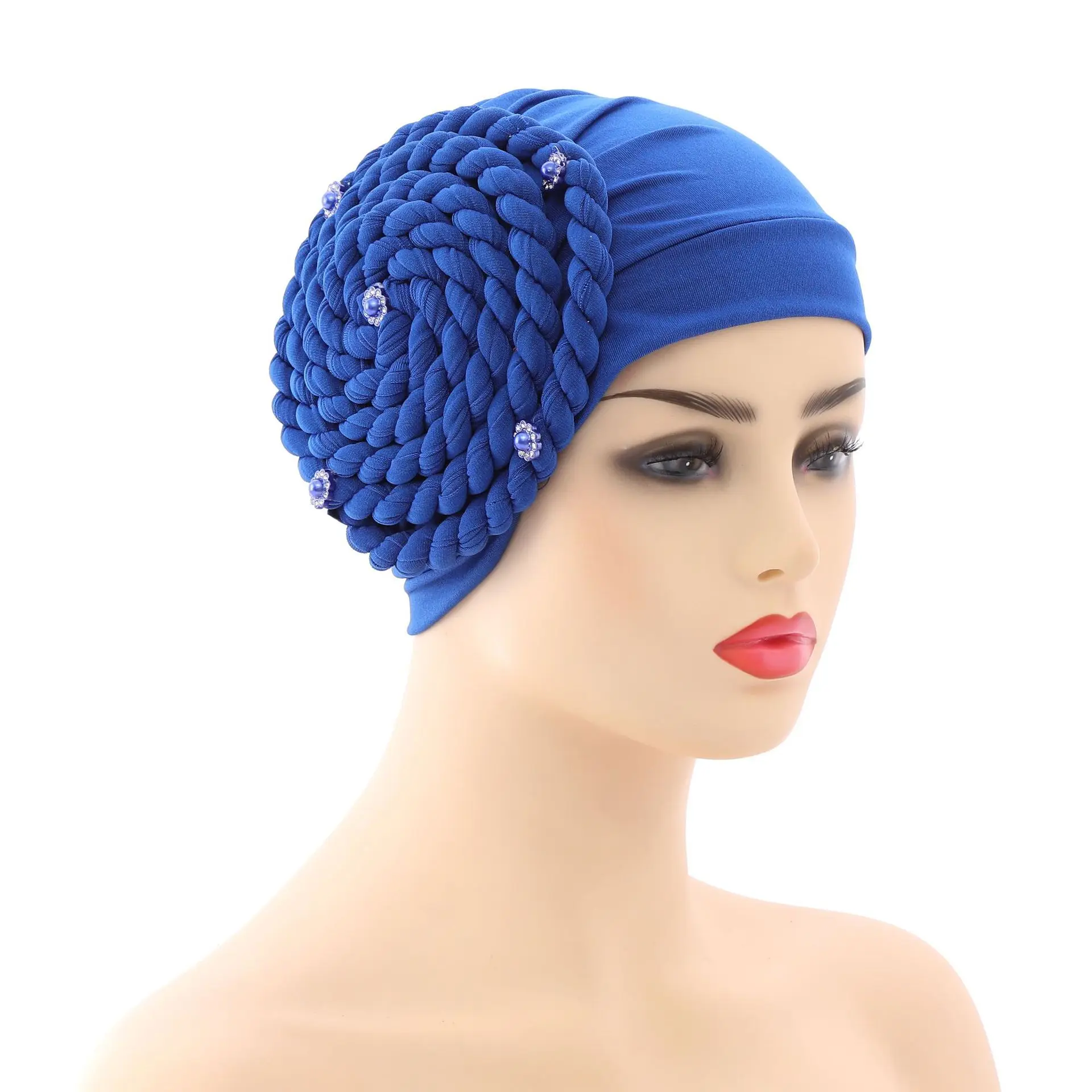 2023 Trendy Braids Turban Bonnet Arab Wrap Head Scarf Ready to Wear Hijab Hat Muslim Headdress Woman Inner Hijab Turbante Mujer