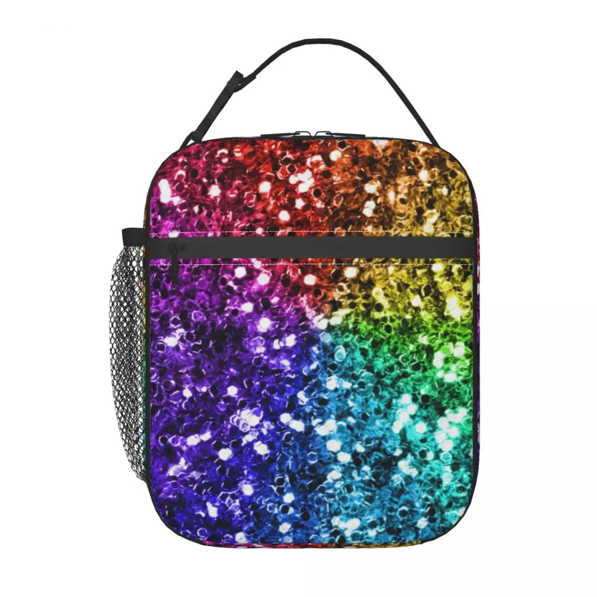 

Rainbow Glitter Christmas Insulated Lunch Bag Cooler Bag Meal Container High Capacity Tote Lunch Box Men Women Beach Picnic