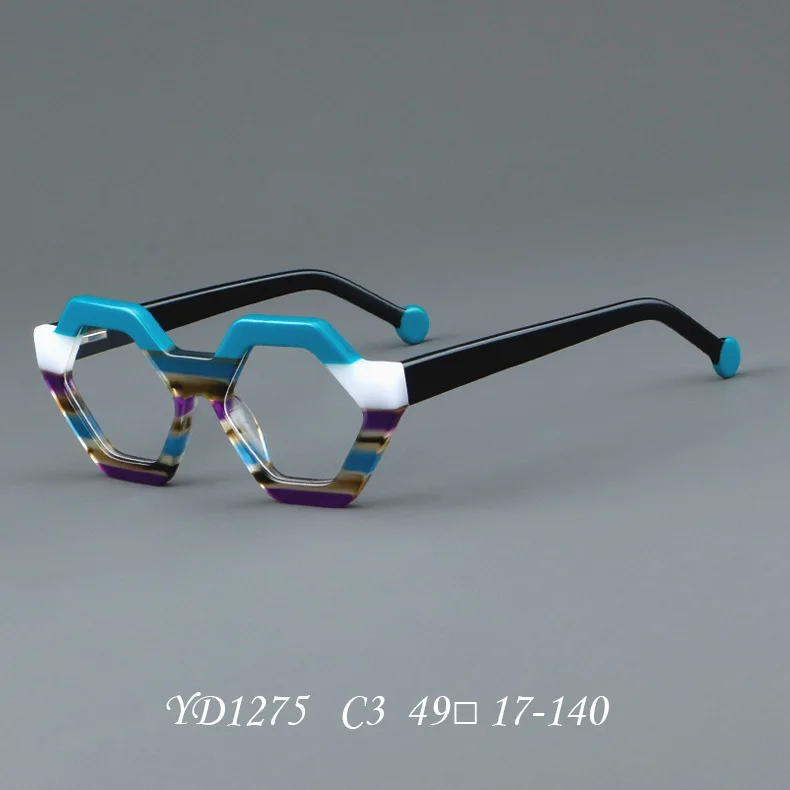 

Eyeglasses Acetate Thick Polygon Retro Colorful Prescription Glasses Frames For Men Women Classic Optical Reading Eyeglass Frame