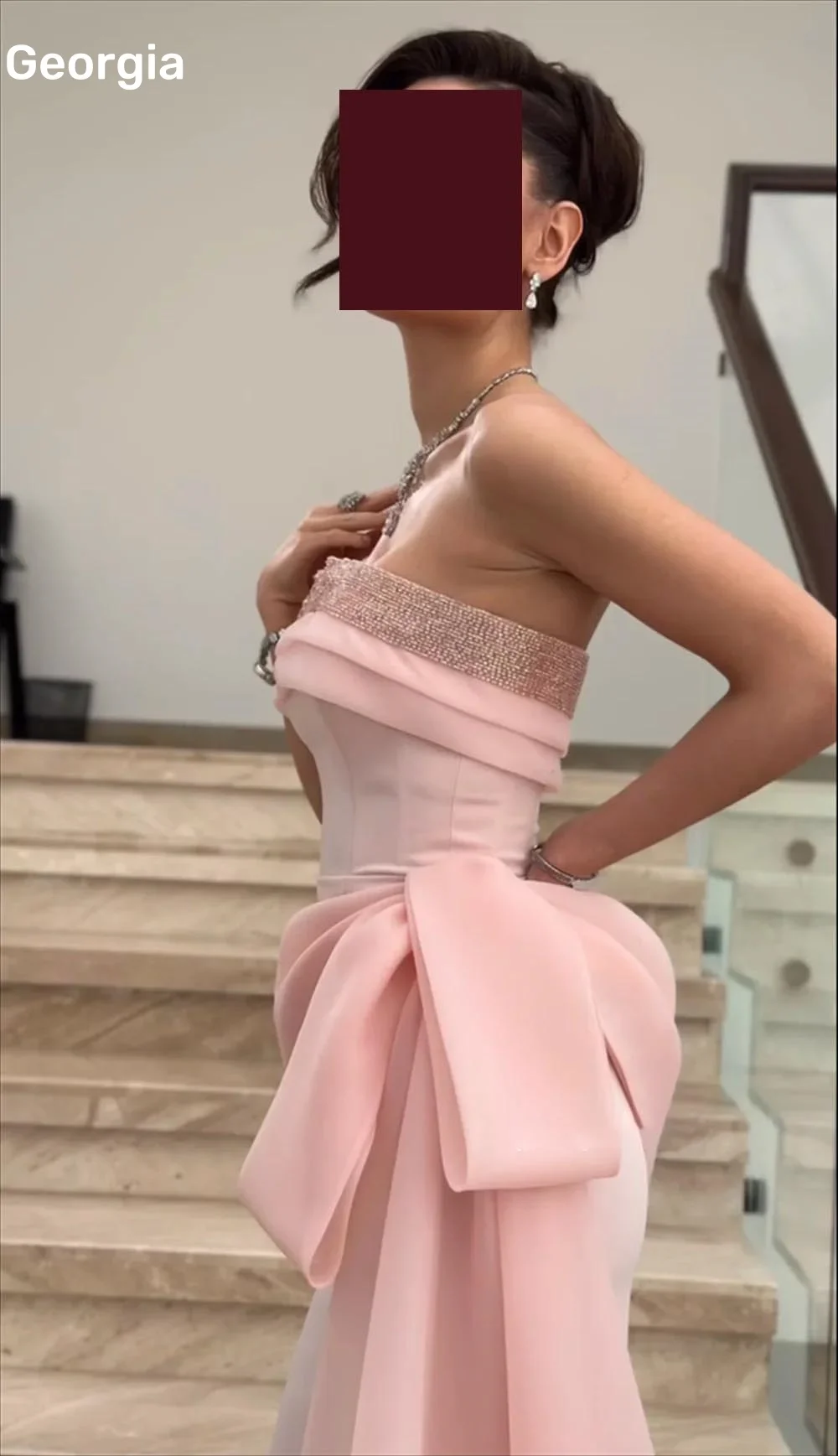 فساتين للمناسبات الخاصة Customized Column Strapless Dresses For Prom Floor-Length Beadings Luxury Evening Dresses Bow