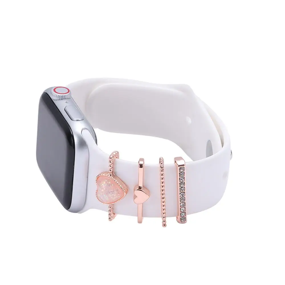 Smart Watch Strap Trim Rings, 4-Piece Metal Decorative Charm Set description 4