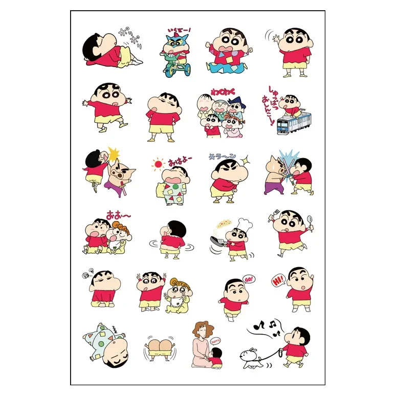 8pcs/set Cartoon Japanese Anime Crayon Shin-chan Kawaii Figure Waterproof Graffiti trunk laptop cup Skateboard DIY Sticker Gifts