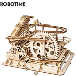 Robotime Rokr 4 rodzaje marmuru Run DIY Waterwheel drewniany Model klocki do budowy zestawy montaż zabawki prezent dla dzieci dorosłych Dropship