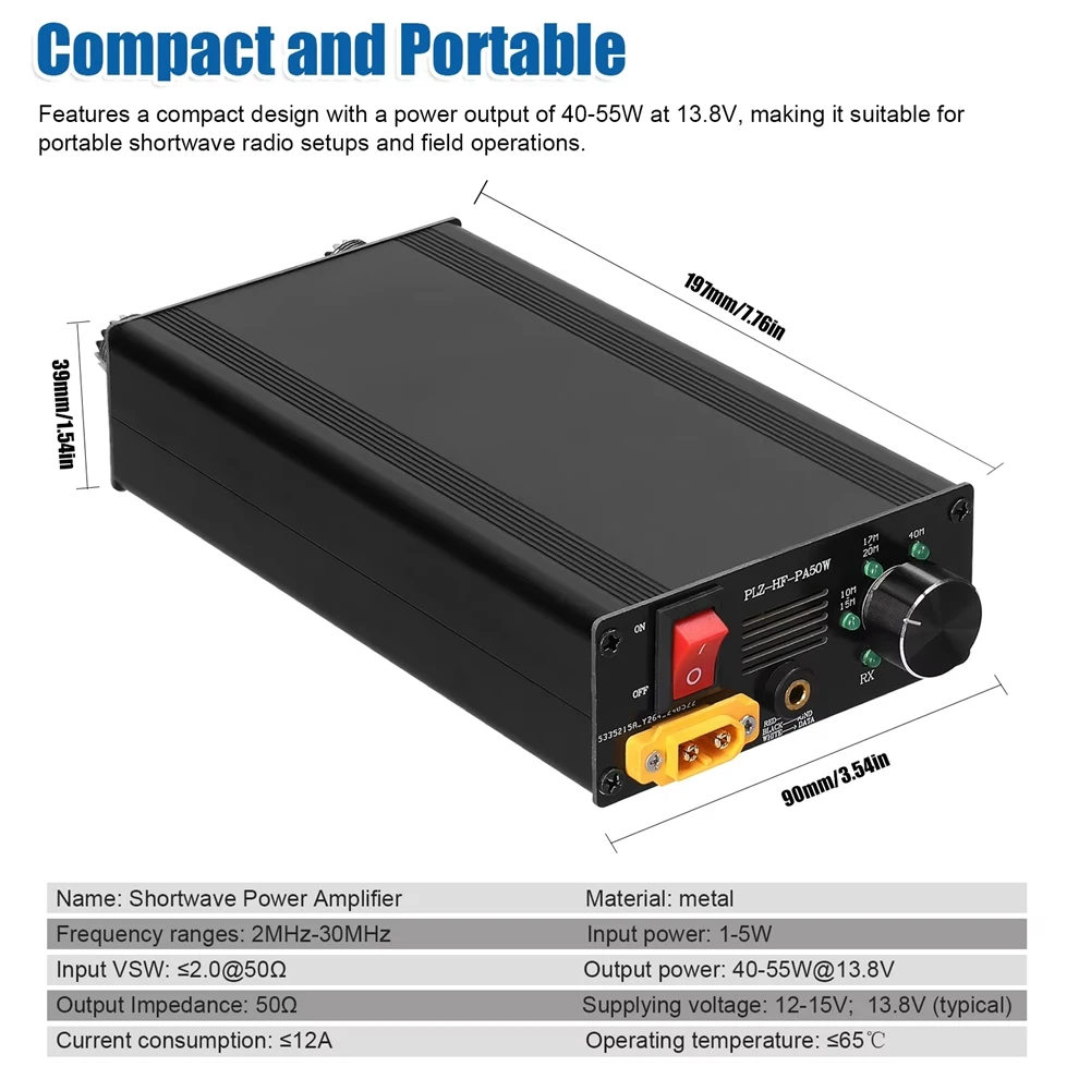 Stylish-50W Portable Shortwave Power Amplifier With 4-Gear LPF Automatic Transmit And Receive Switching For Multiple Protocols