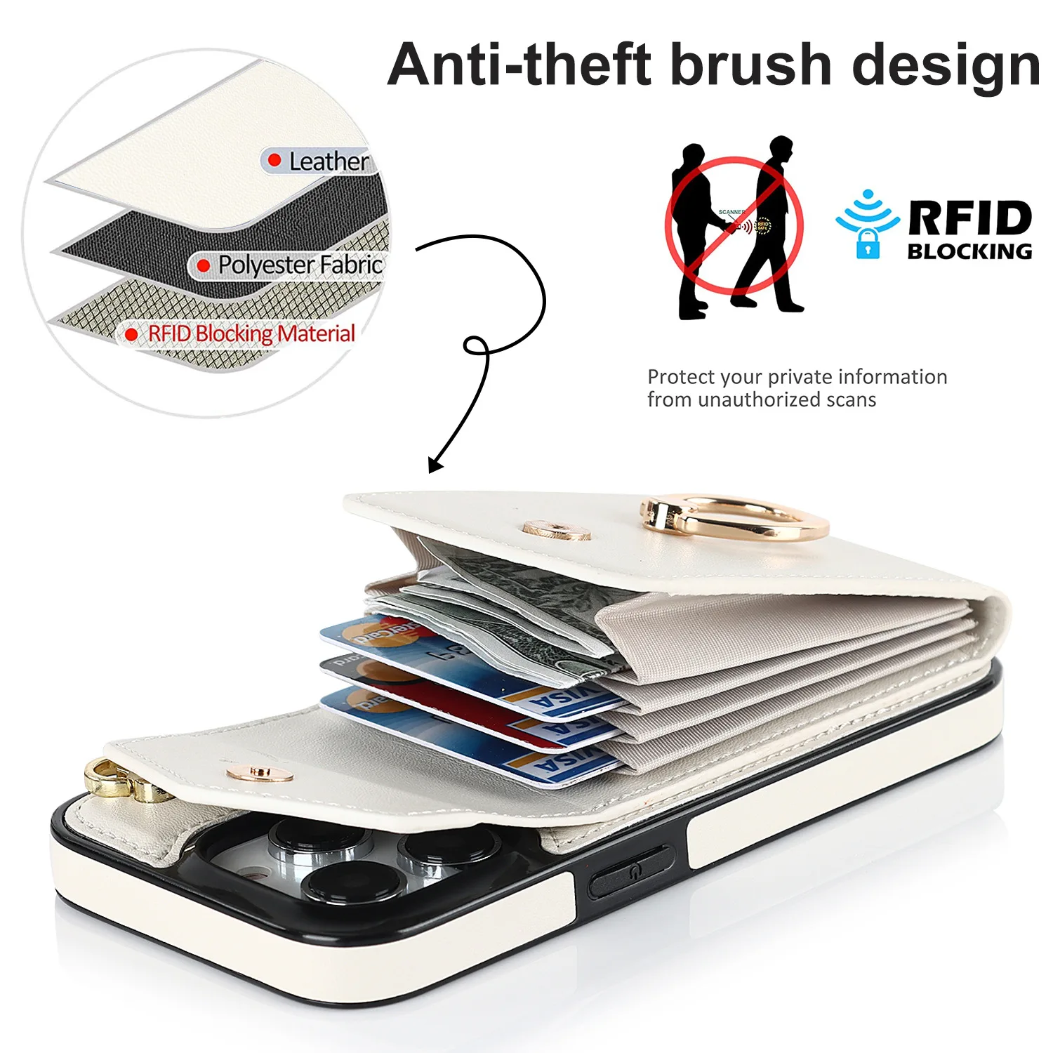 

Phone Case For iPhone 17 16 15 14 13 12 11 8 7 X XR XS Mini Pro Max Plus New INS Accordion Wallet Card Pocket Cover With Lanyard