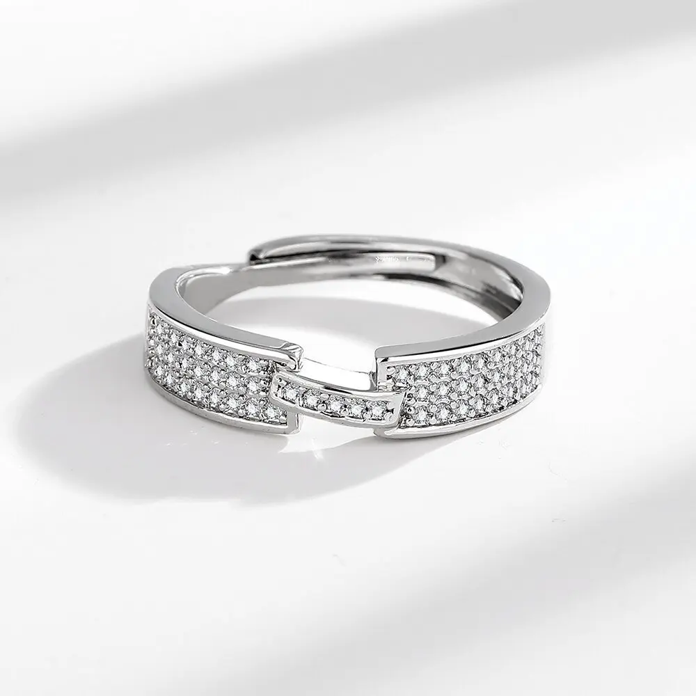 خاتم خفيف فاخر فردي على الطراز البارد من الفضة الإسترليني عيار 925 بتصميم هندسي قابل للتعديل