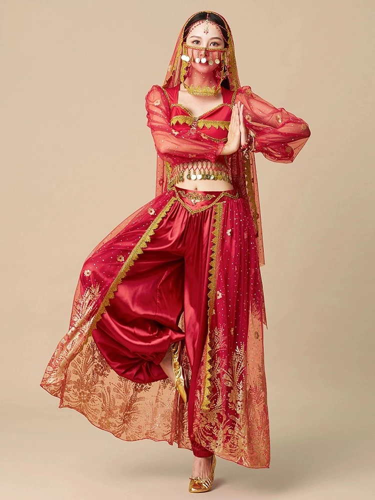 Princess Jasmine cos dancing dress Western Region dance Ji Indian dance performance costume long-sleeve suit