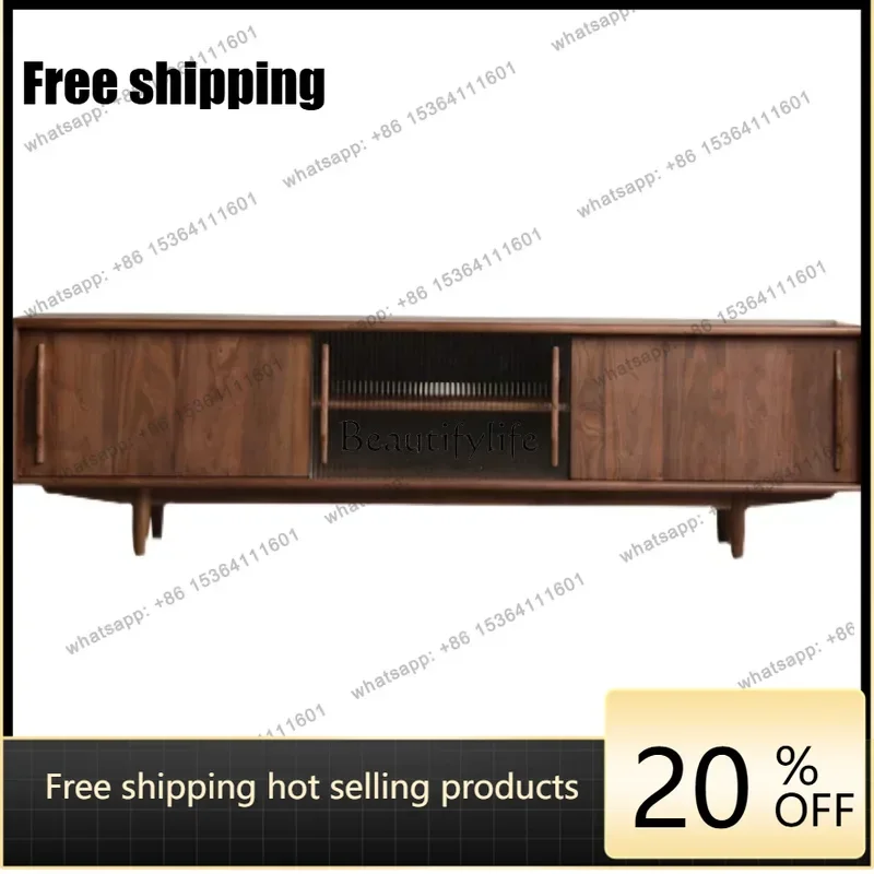 Factory Direct  Nordic solid wood TV cabinet Modern simple audio-visual cabinet Black walnut