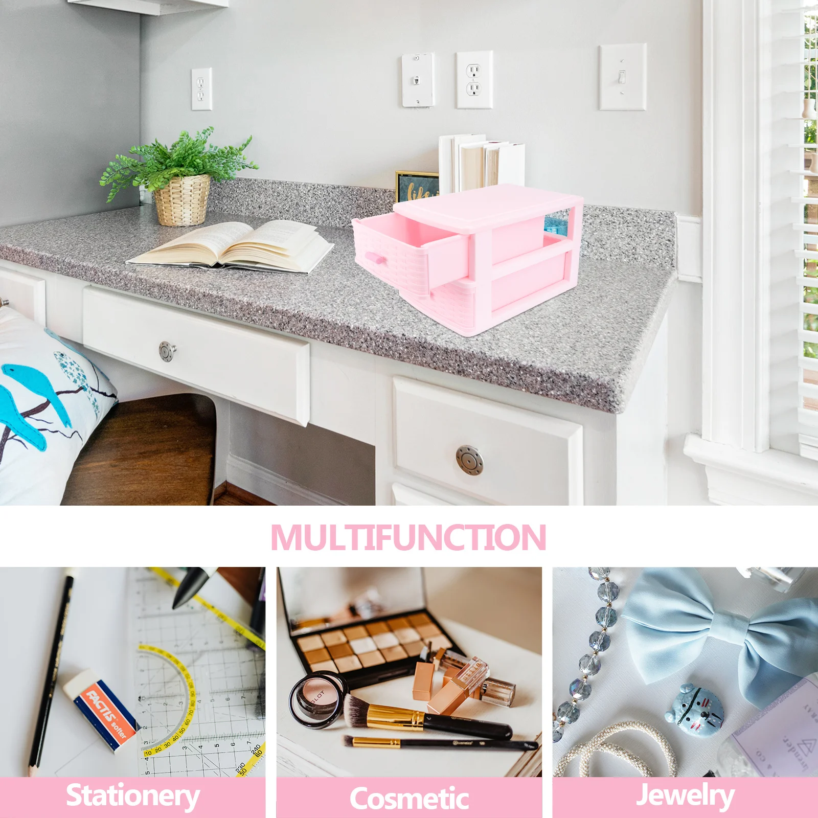 

1Pcs Storage Box Desktop Organizer Waterproof Multifunctional Jewelry Makeup Holder for Dormitory Office Small Items