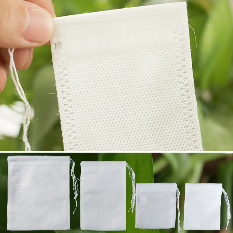 100Pcs Disposable Tea Bags Filter Bags for Tea Infuser with String Heal Seal, Food Grade Non-woven Fabric Spice Filters Teabags