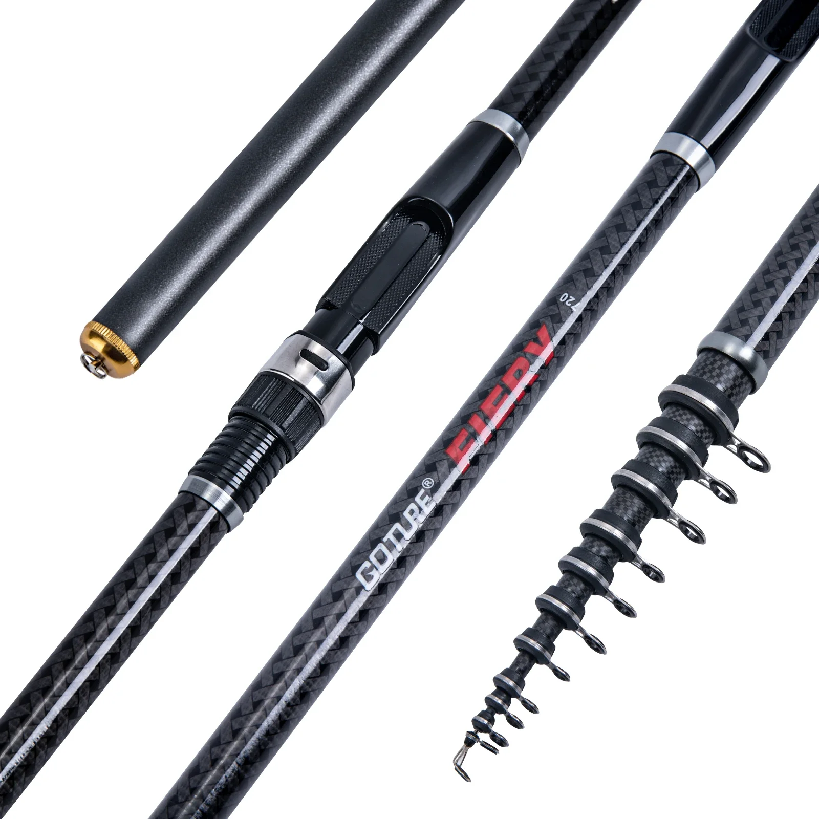 

Goture FIERY Portable Telescopic Rocky Fishing Rods 3.6M 4.5M 5.4M 6.3M Spinning Rod Travel Sea Boat Rock Fishing Rod Carp Pole