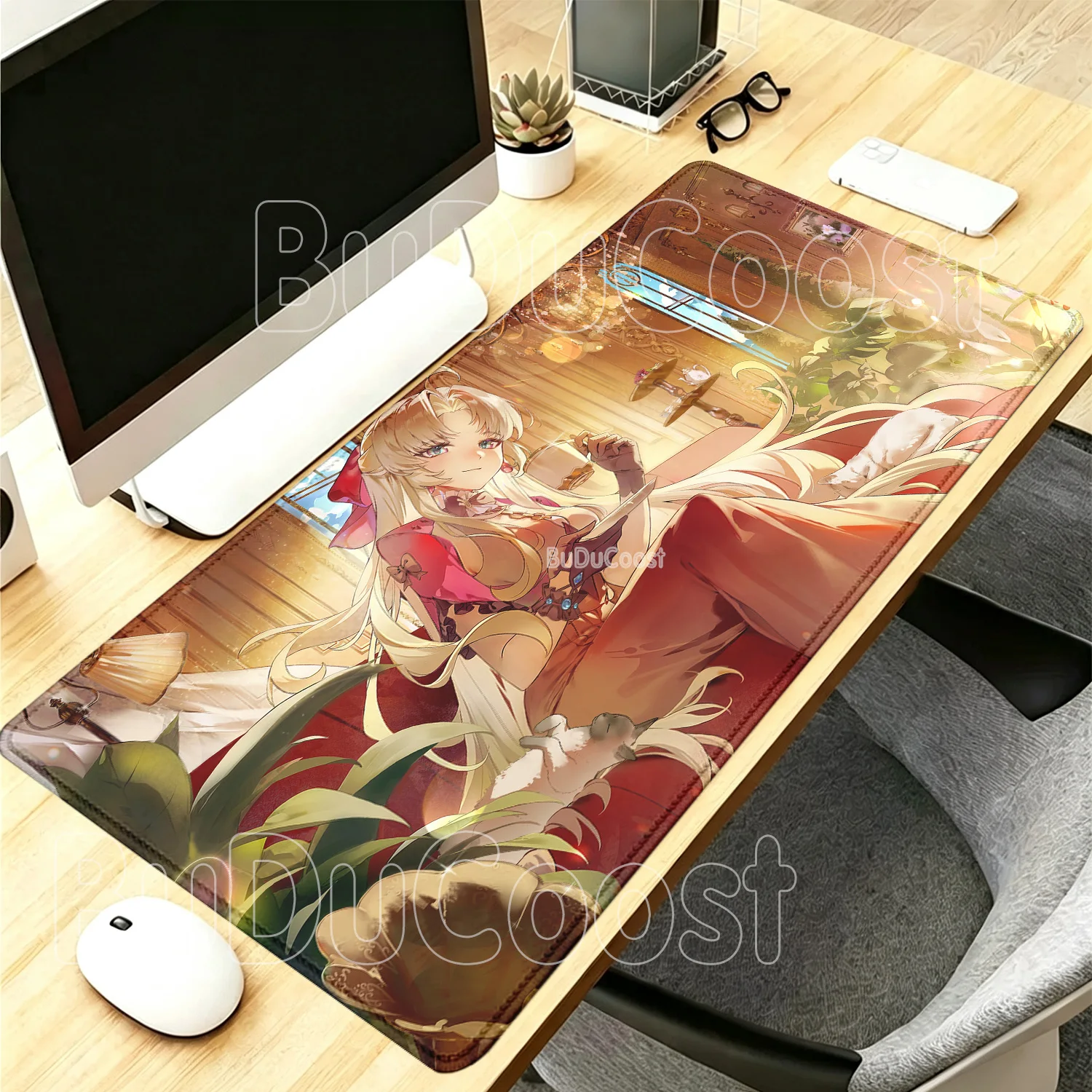 Wuthering Wave Carlotta Montelli WuWa Gaming Mousepad HD Printing Desk Mat Larger Overlock Mouse Pad Office Non-slip Base Carpet