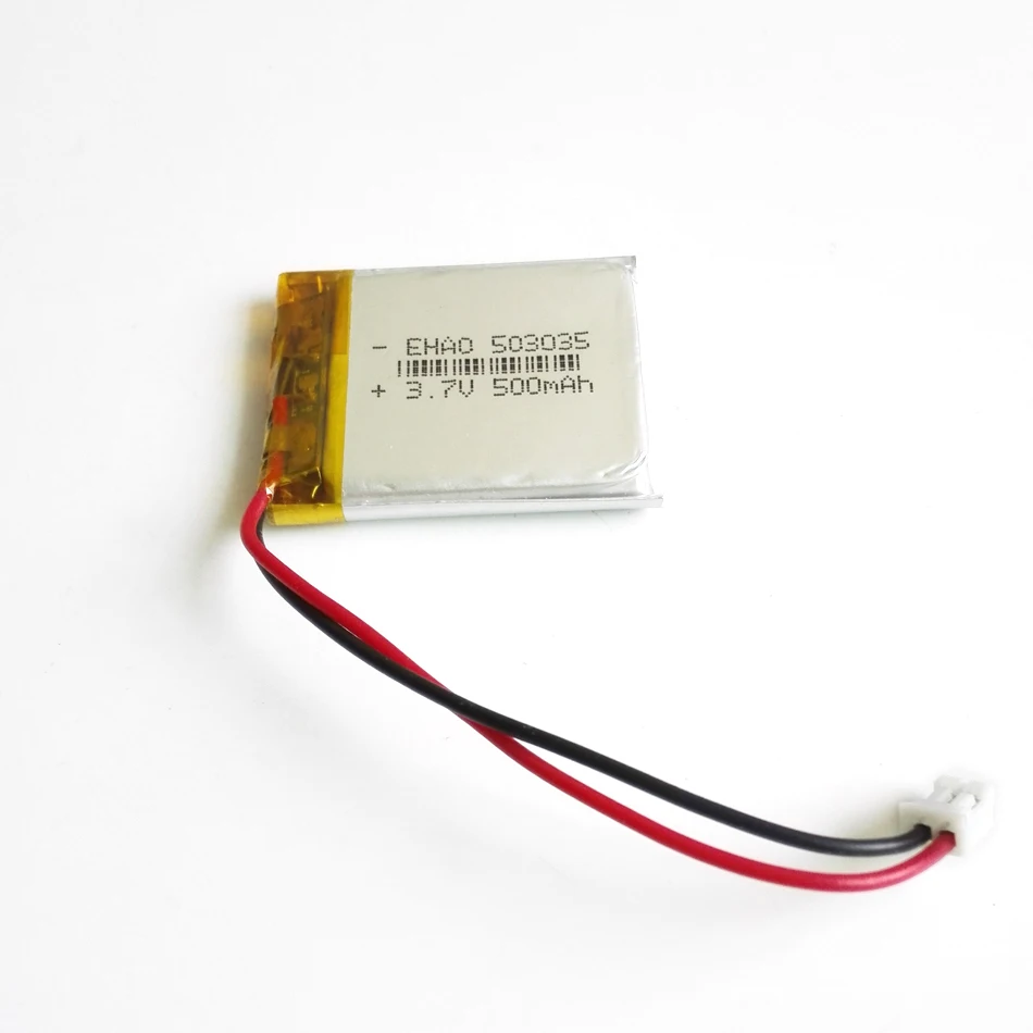 3.7V 500mAh 503035 + JST 1.25mm 2Pin wtyk litowo-polimerowa LiPo akumulator do GPS Bluetooth rejestrator słuchawkowy mp3 mp5