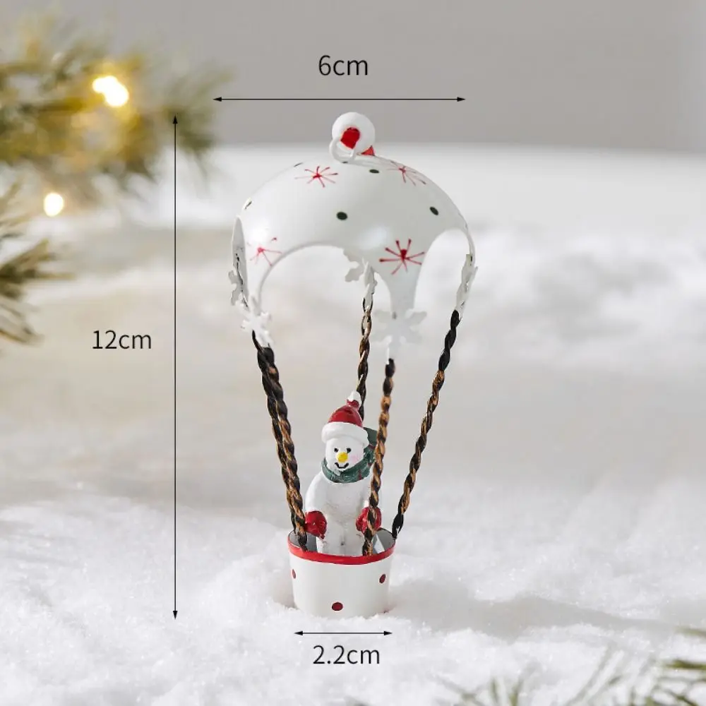 Iron Christmas Airplane Pendant Hot Air Balloon Santa Flying Plane Pilot Santa Ornaments Durable Decorative