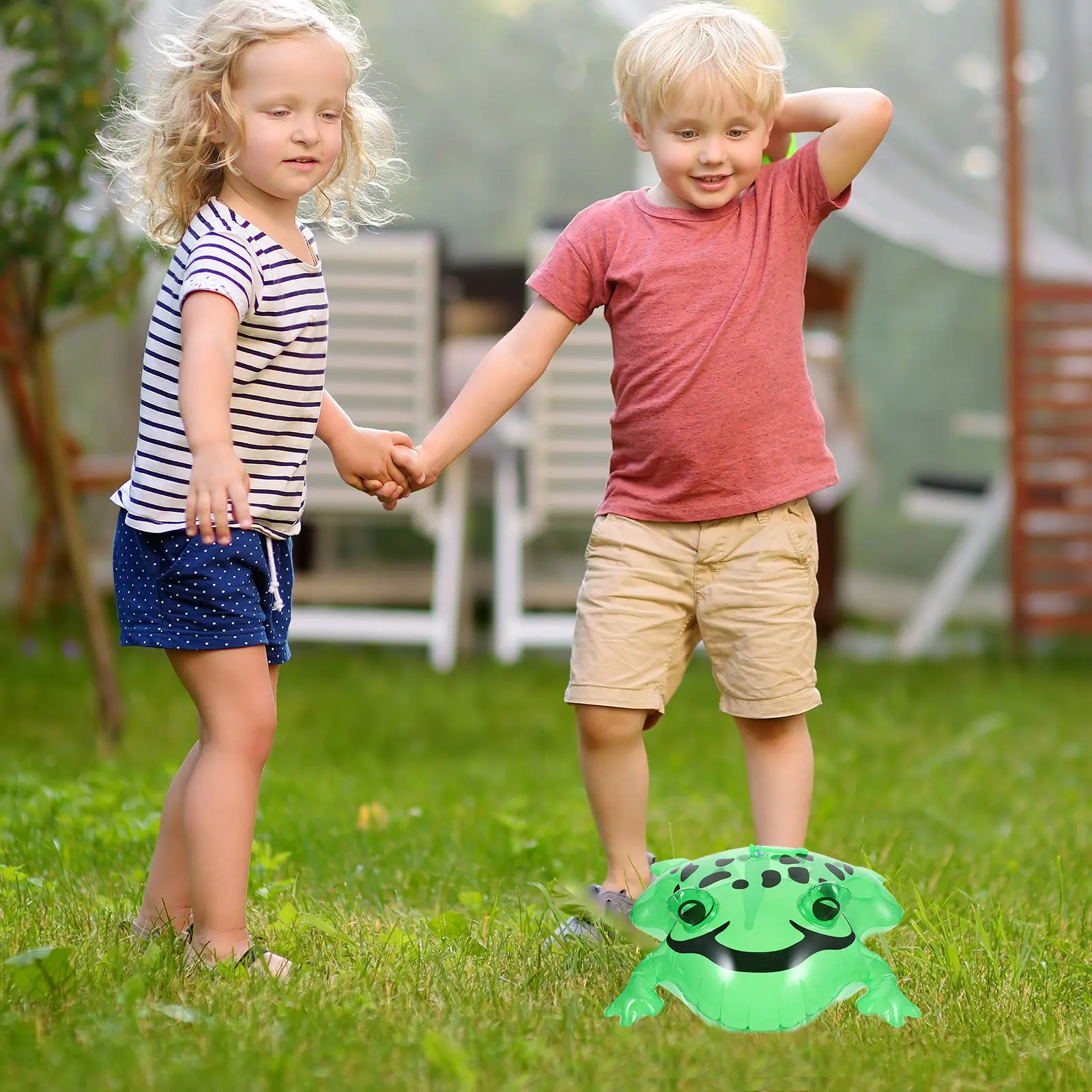 

10Pcs Inflatable Frog Bounce Plaything Elastic Rope Attached Lightweight Non Deformation Frog Decoration for Birthday Pool Party