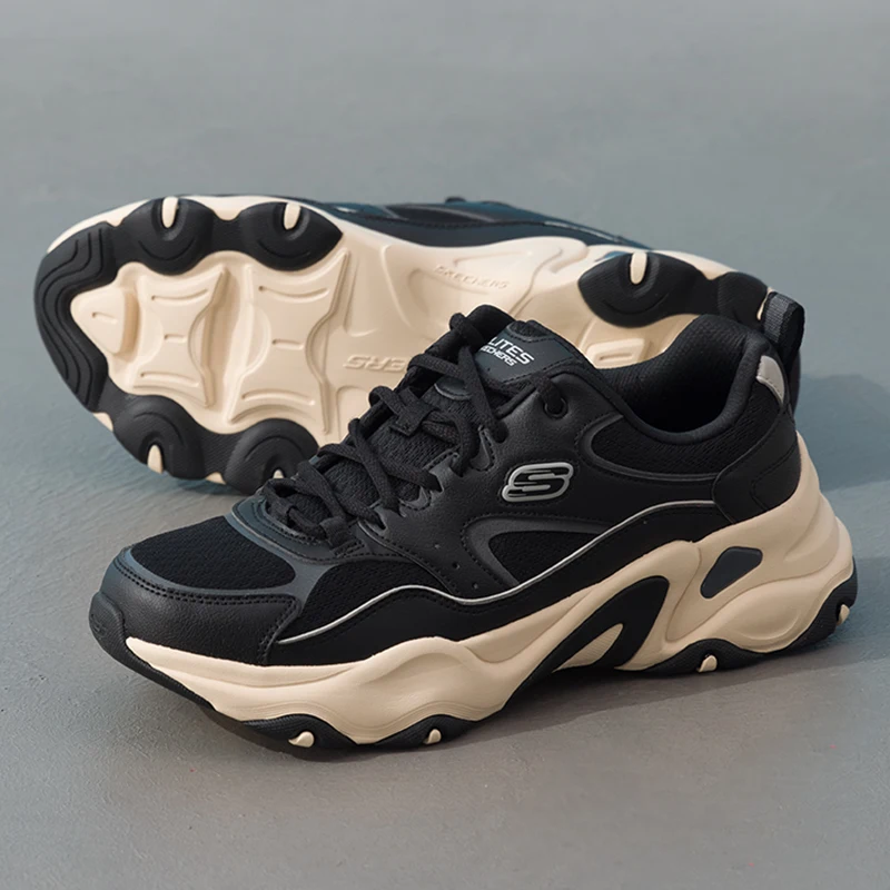 Skechers Men's Sneakers D'Lites Trendy Fashion Dad Shoes Panda Shoes Cushioned Casual Shoes 232491-Bknt