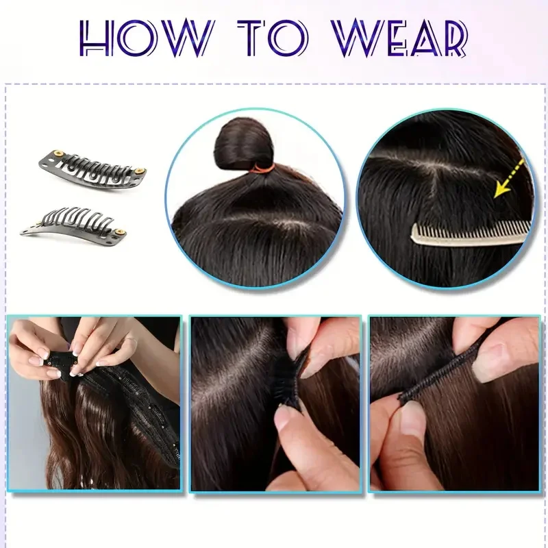 24Inch Synthetic 6pcs/set Long Straight Clip-in Hair Extension Heat Resistant Fiber Hair for Women Hair Accessories image 5