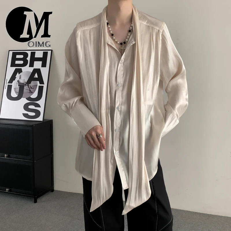 [OIMG] 2024 Runway Jacky Same Texture Men And Women Fabric Pleated Ribbon Design Beige Shirt