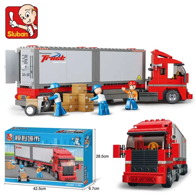 

345Pcs Urban Freight Storage City Big Truck Car Model Building Blocks Sets DIY Hobbies Brinquedos Bricks Educational Kids Toys