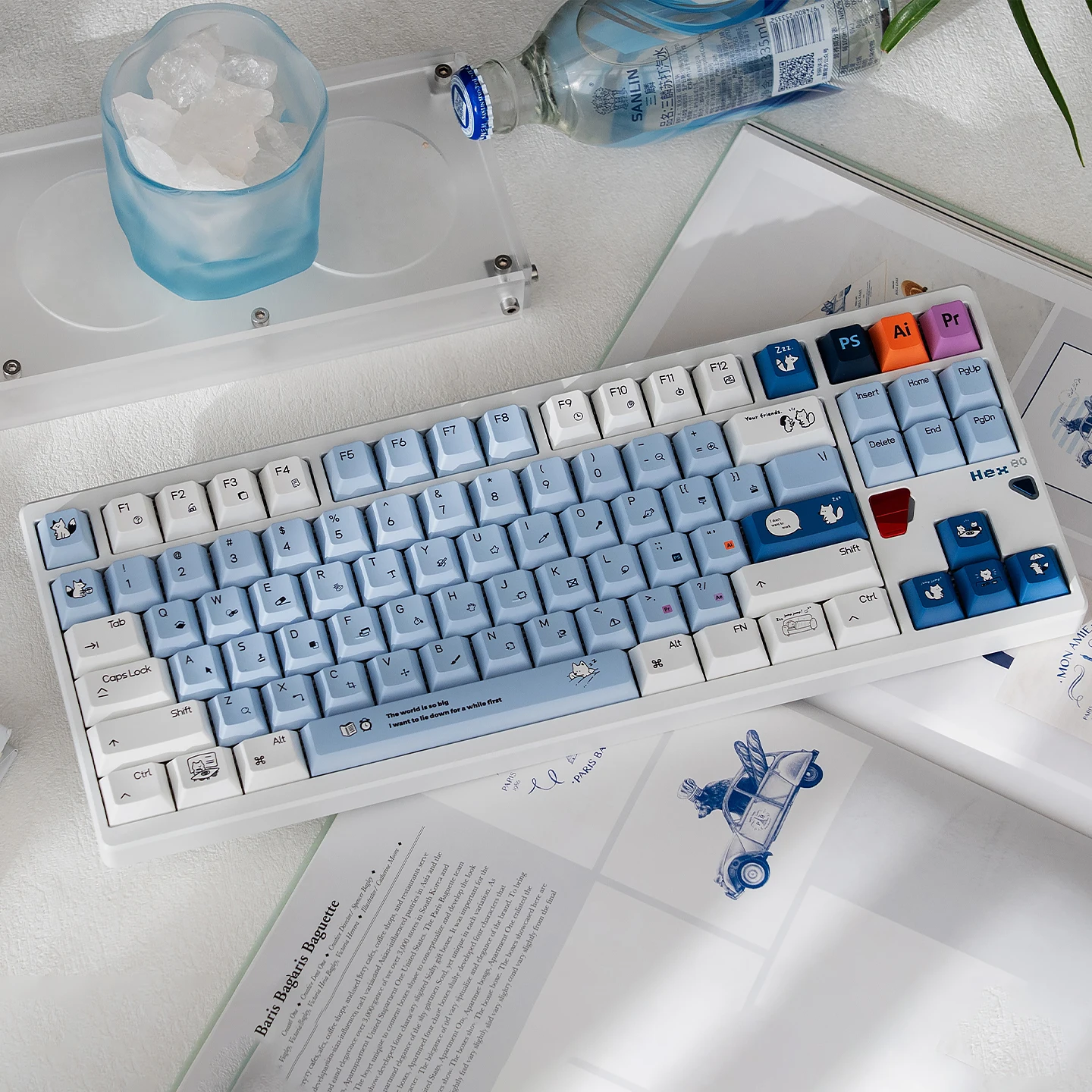 

Cartoon Fox keycaps Dye-Sublimation Cherry profile PBT keycaps Cute key caps For MX Cherry Mechancial keyboard kit