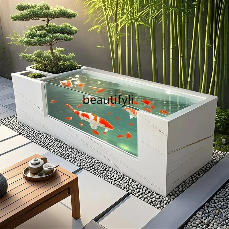 

Slate Floor Fish Pond Double Layer Thickened Glass Landscape Outdoor Balcony Fish and Turtle Breeding Courtyard