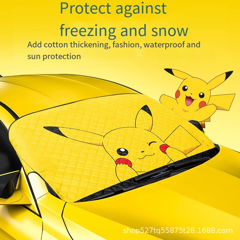 

Kawaii Sanrio Car Sunscreen Antifreeze Antisnow Sunshade Front Windshield Pikachu Cartoon Car Decoration Cute Pikachu Gift