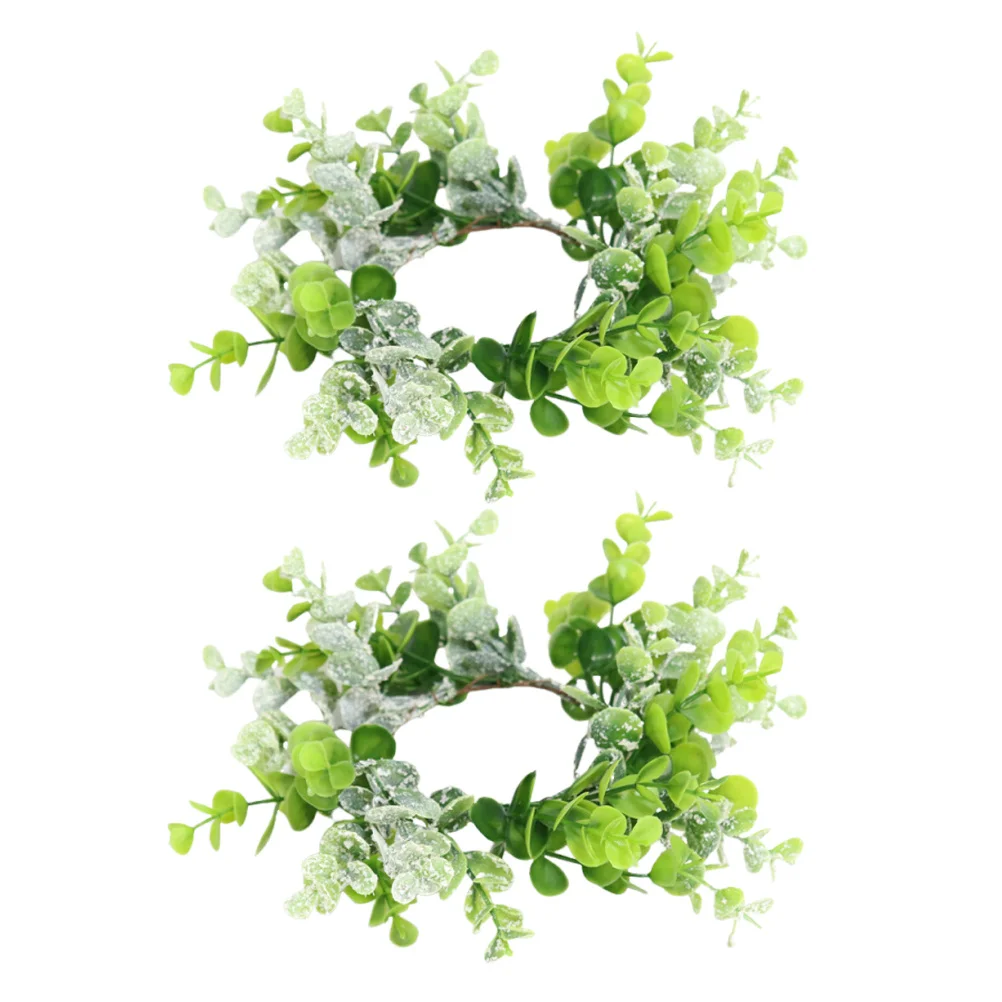 

2Pcs Easter Christmas Artificial Eucalyptus Rings Pillar Wreath Greenery Ring Table Decor Centerpiece