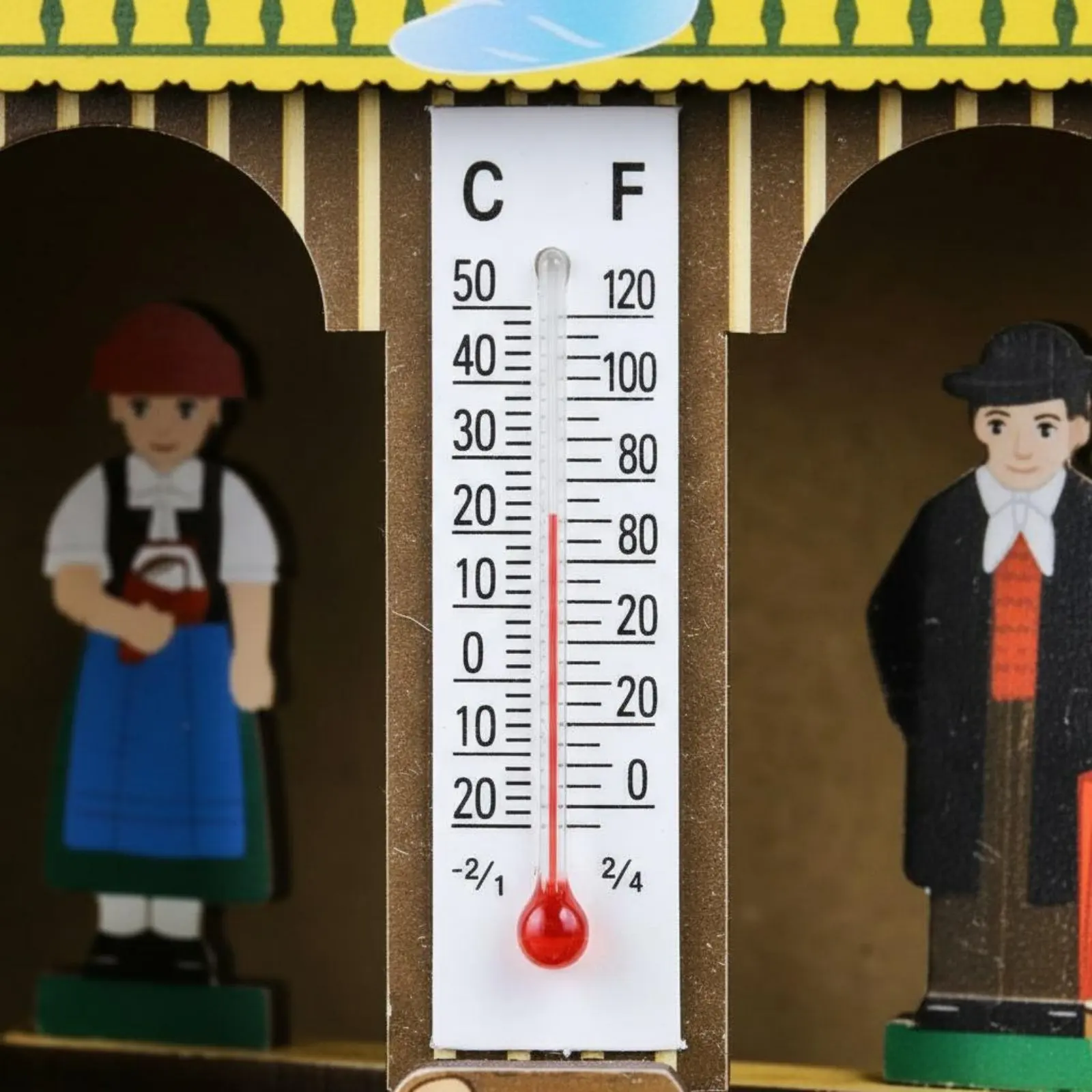 Wooden Cabin Hygrometer Cut Wood German Design Weather House Decorative Atmospheric Pressure Gauge Thermometer for Indoor