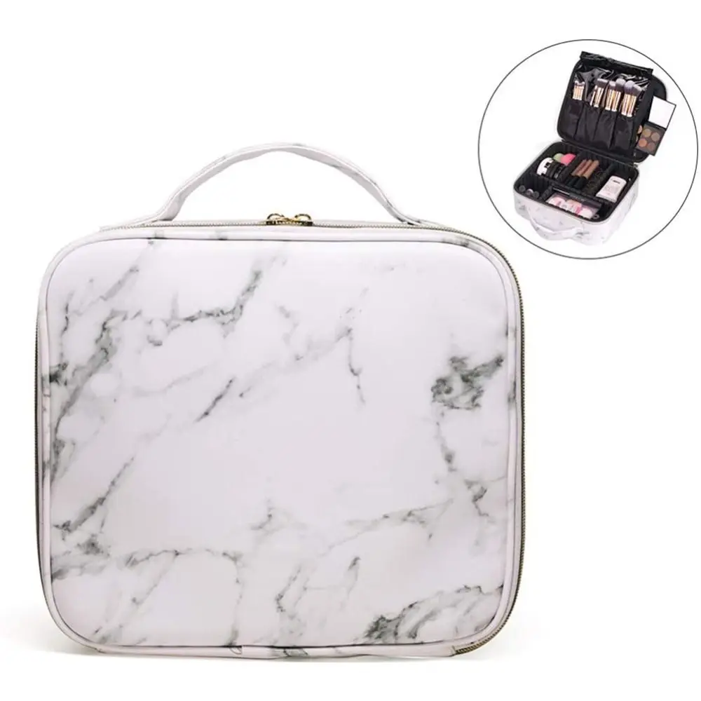 

Casual Marble Patterned Cosmetic Bag PU Leather Large Capacity Wash Bag Storage Bags Women