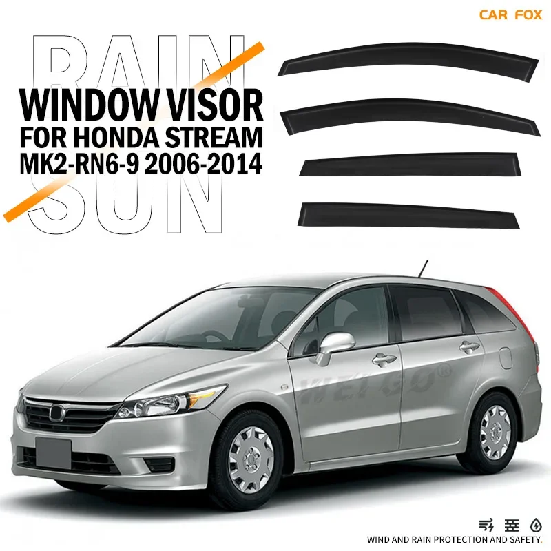 For HONDA STREAM RN1-9  2000-2014 Car Window Visor Awning Shelters Windshield Side Window Rain Sun Shade Auto Accessories