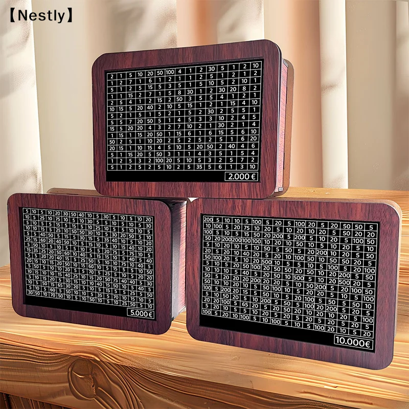 Wooden Money Saving Box Money Storage Bank With Saving Money Goals Counter Reusable Handmade Piggy Bank Coin Tray Storage〔Nest〕