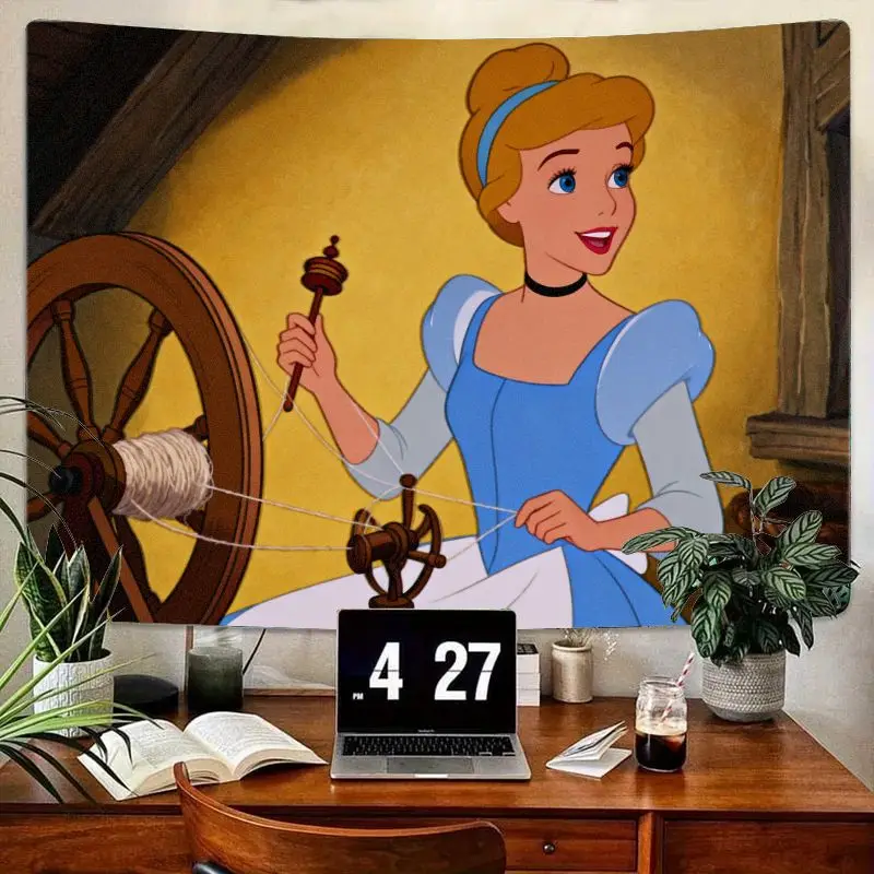 

1 шт., сказочный гобелен принцессы Золушки Диснея, настенный декор из полиэстера для девочек, спальни, гостиной, мечтательный подарок для