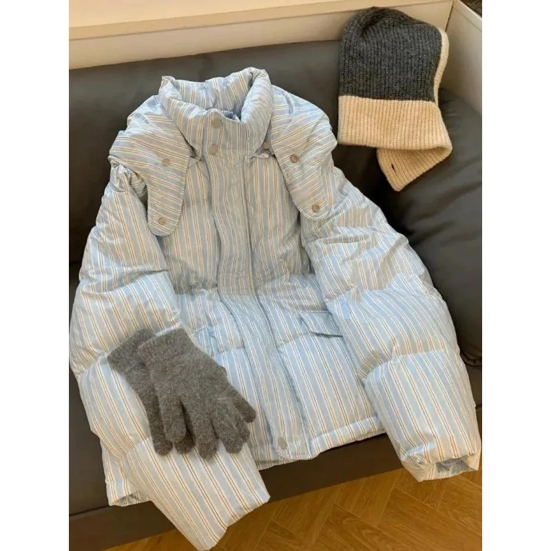 

Women's Winter Tops Jacket Cotton Coat Striped Hooded Thickened Warm Vintage Simple Comfortable Leisure Fashion Niche Versatile