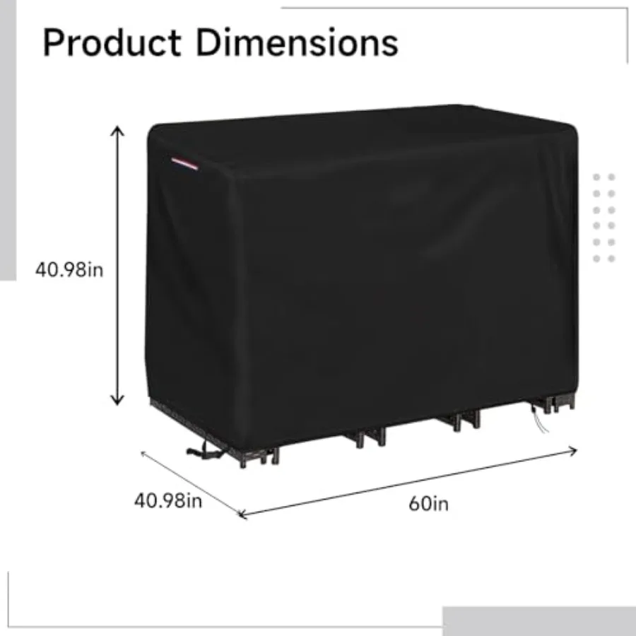 Patio Table and Chair Set Cover, Waterproof for Tall Bar Height Patio Furniture, Black, Sunshine Shield and Windproof Design wi - view 2
