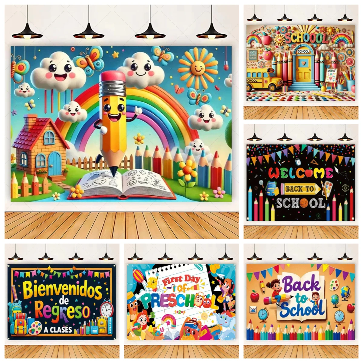 

Welcome Back To School Blackboard Pencil Theme Party Banner Background, Back To School, Home Decoration Photography Background