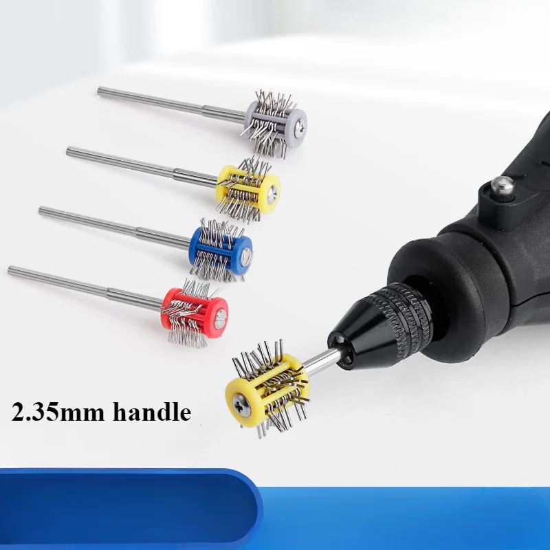 Fine Wire Polishing Brushes Set 0.2-0.55mm for Jewelry Metal Deburring and Cleaning - Durable Precision Rotary Tool Accessory