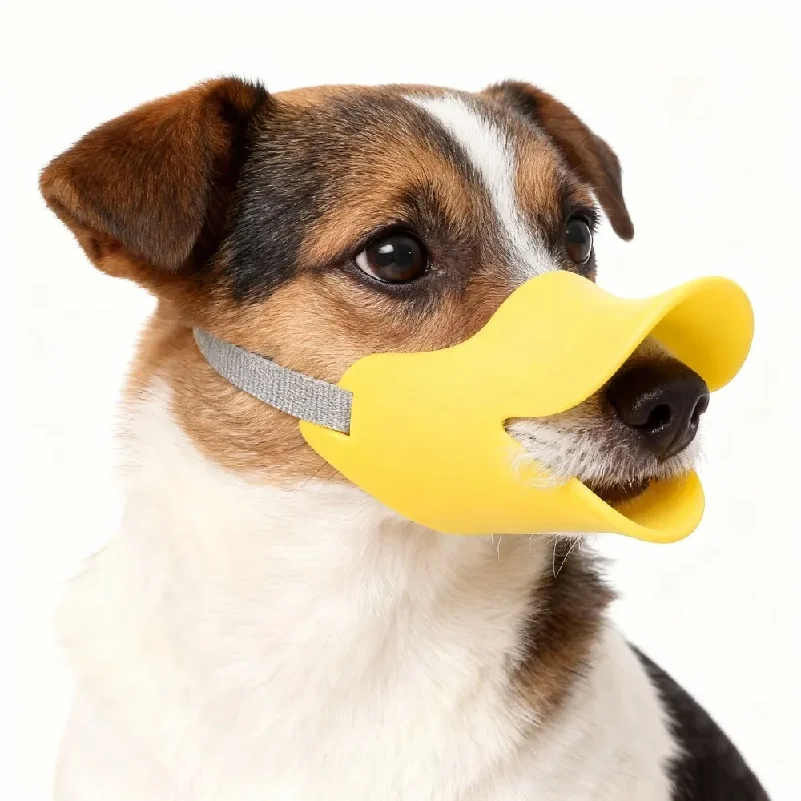 Soft Silicone Dog Muzzle Duck Shaped Rubber Smooth Small Dog Muzzle Adjustable Fit Skin Friendly Anti Bite Muzzle