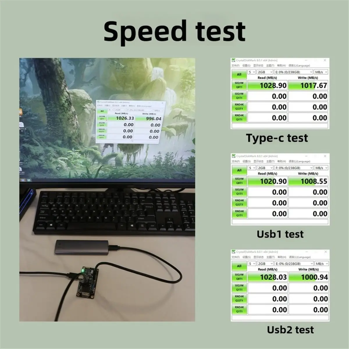 USB 3.2 Gen2 10Gbps Docking Station Type C to Dual USB-A 10Gx2 Audio Jack Full-Function Adapter for PC Expansion