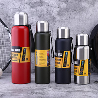 Large Capacity Stainless Steel Thermos, Portable Vacuum Flask, Insulated Tumbler with Rope, Thermo Bottle, 750ml, High Quality