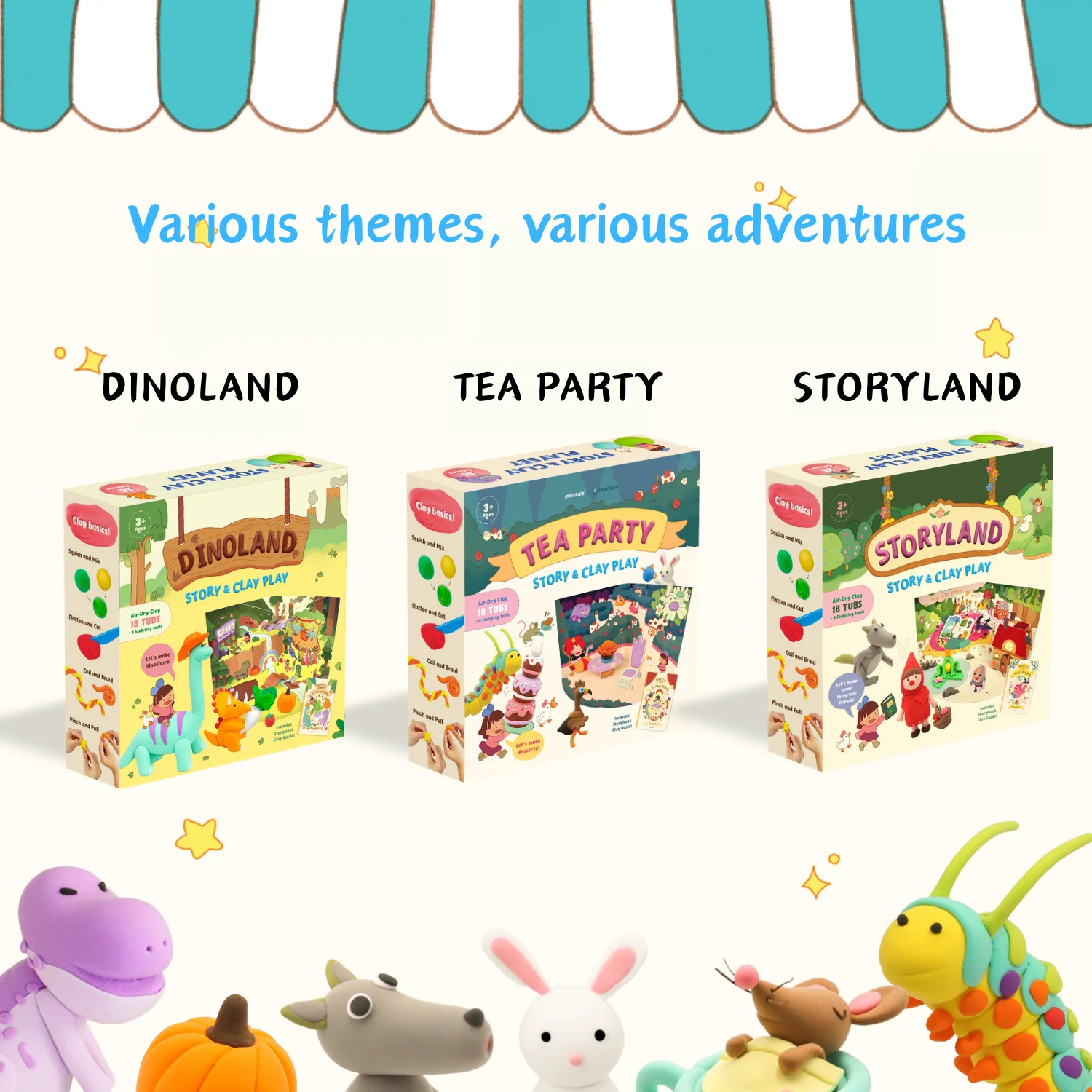 

Cloududa Clay Self-hardening Clay Crafts Materials Plasticine 18pcs/box Story Series Non-toxic Diy For Children Ages 3+