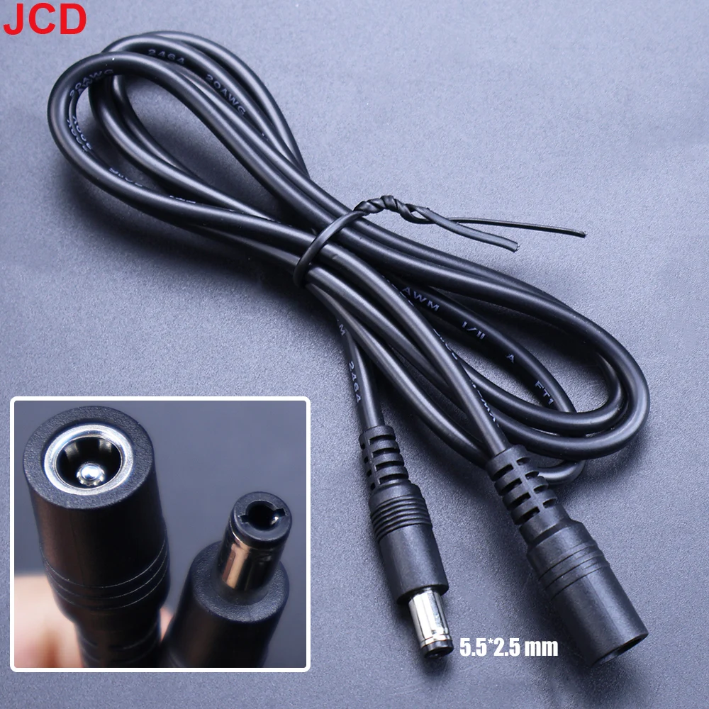 JCD 1pcs DC Male And Female Extension Connector Cable 5.5x2.1/5.5x2.5mm Power Cord Plug Socket Monitoring Camera Adapter
