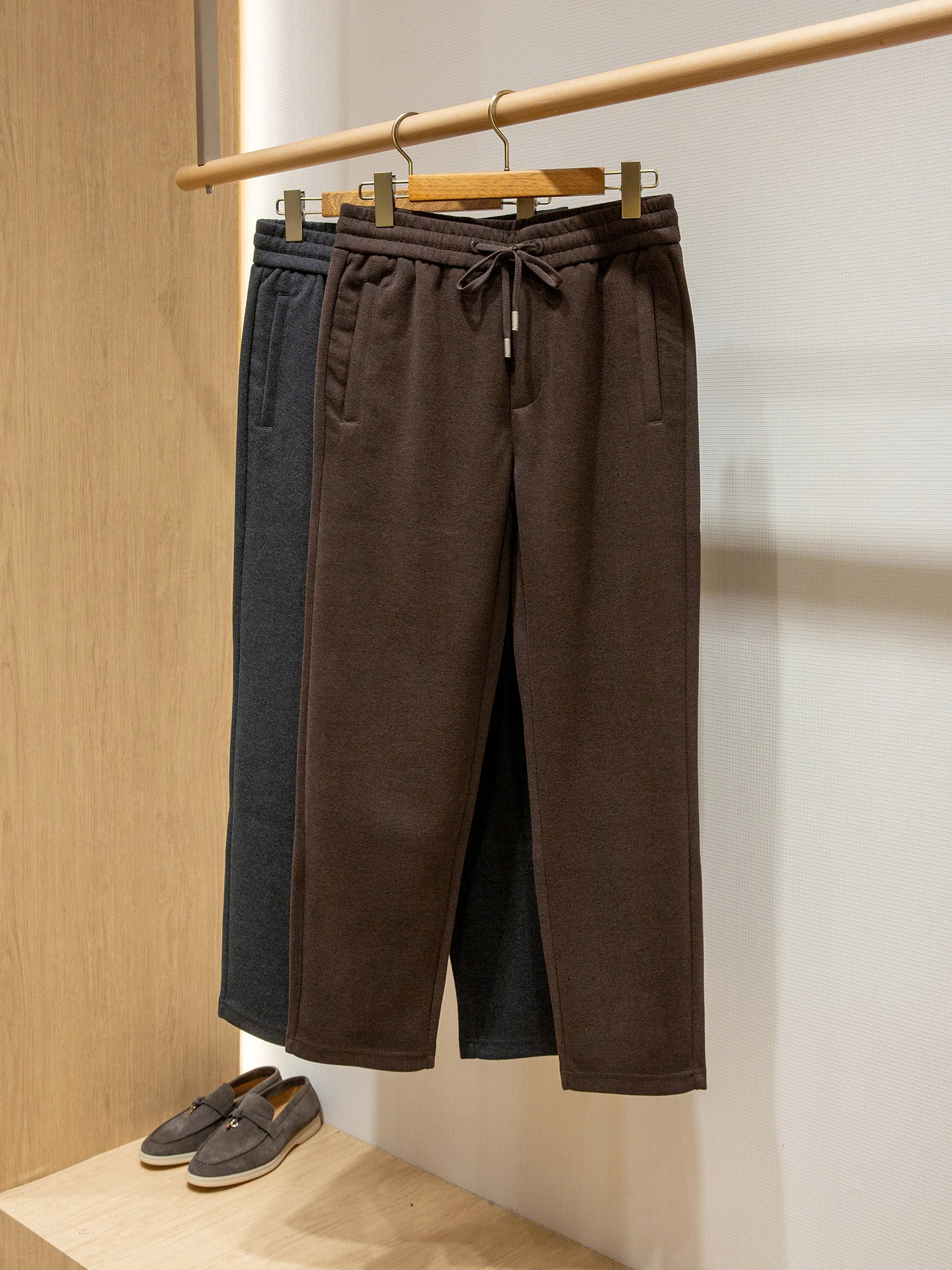 

LP Acetate Wool Blended Men's Elastic Waist Straight Casual Pants