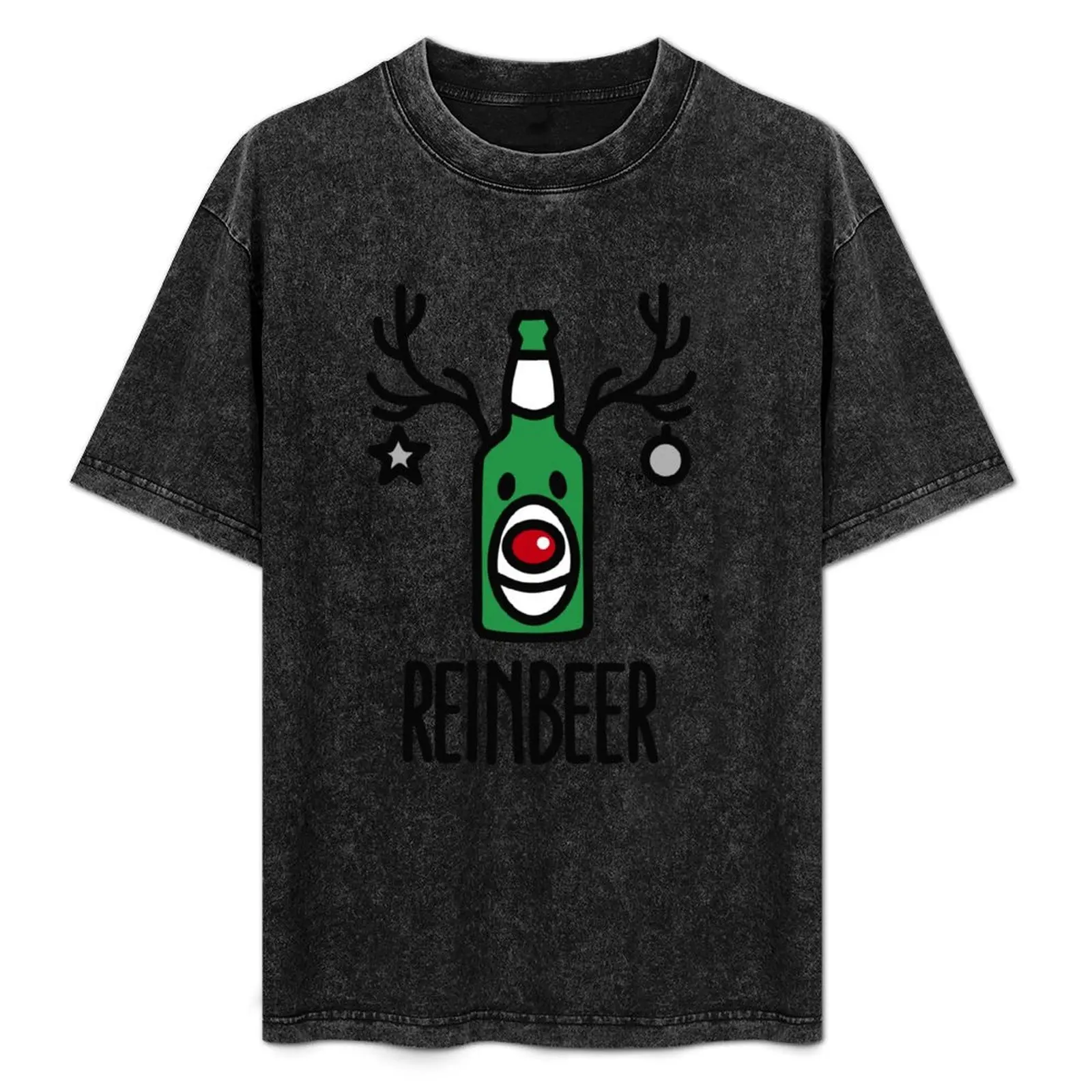 Reinbeer = Reindeer + Beer T-Shirt summer tops T-shirts man plain quick-drying mens fashion