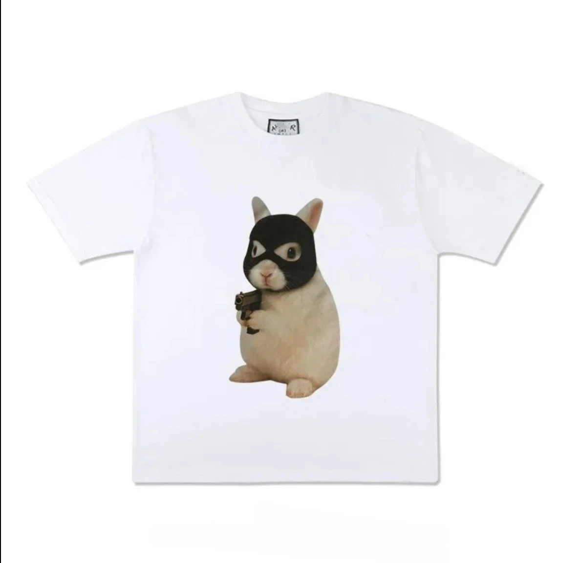 Camiseta con divertido patrón de conejo ropa de manga corta de moda urbana femenina