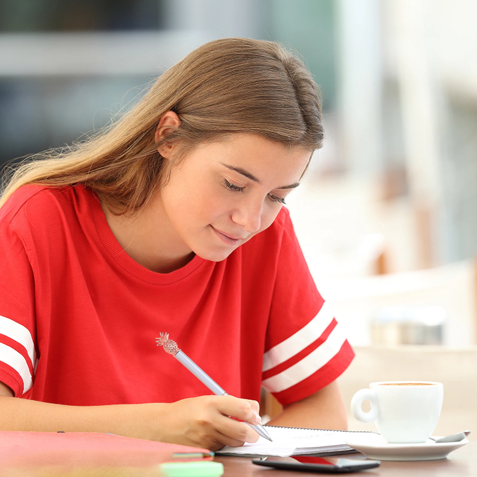 4 ชิ้นโลหะปากกาลูกลื่นแบบพกพาปากกาเครื่องเขียนเขียนนักเรียนสําหรับ